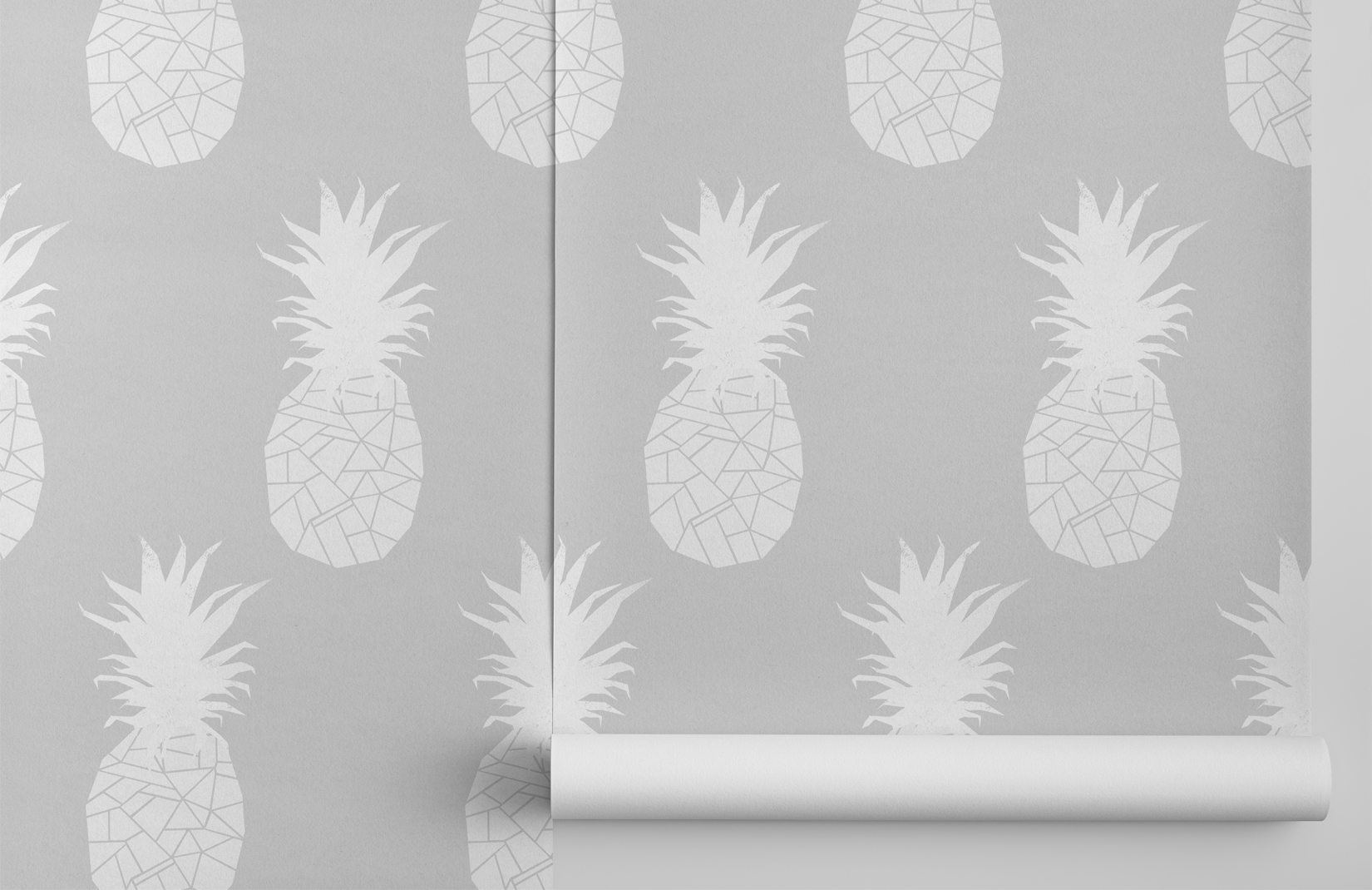 Grey Pineapple Wallpaper White & Grey Pattern MuralsWallpaper